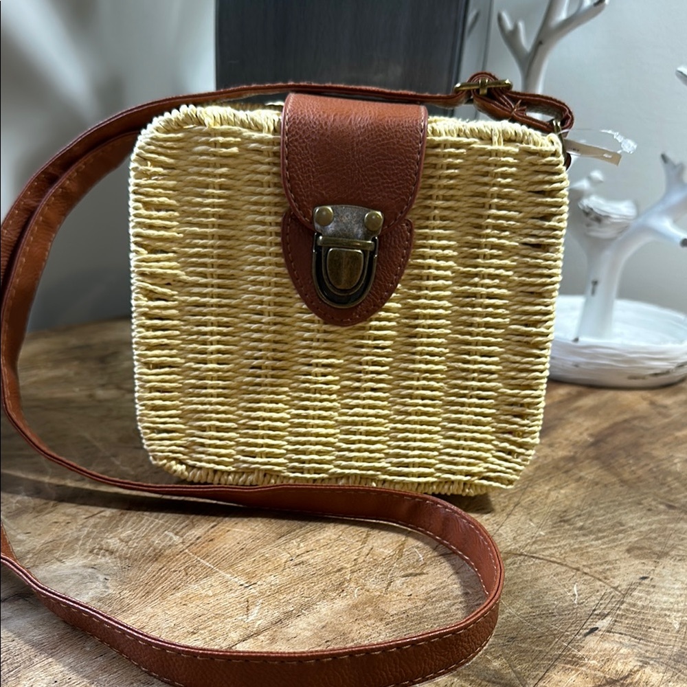 Adorable little square woven Crossbody bag